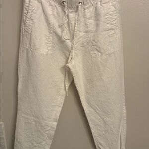 GAP White Drawstring Casual Pants linen blend summer woman's large